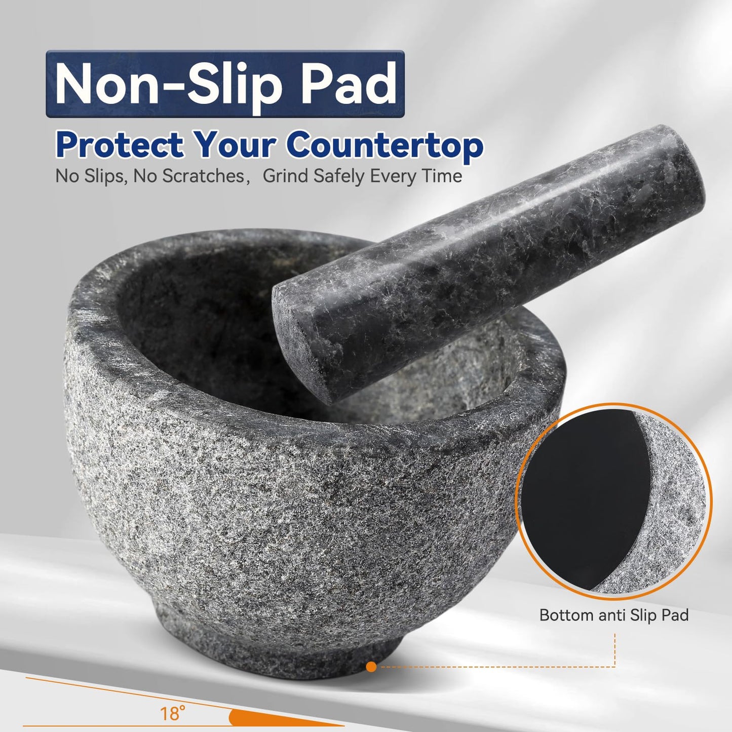 African Natural Granite Mortar and Pestle Set