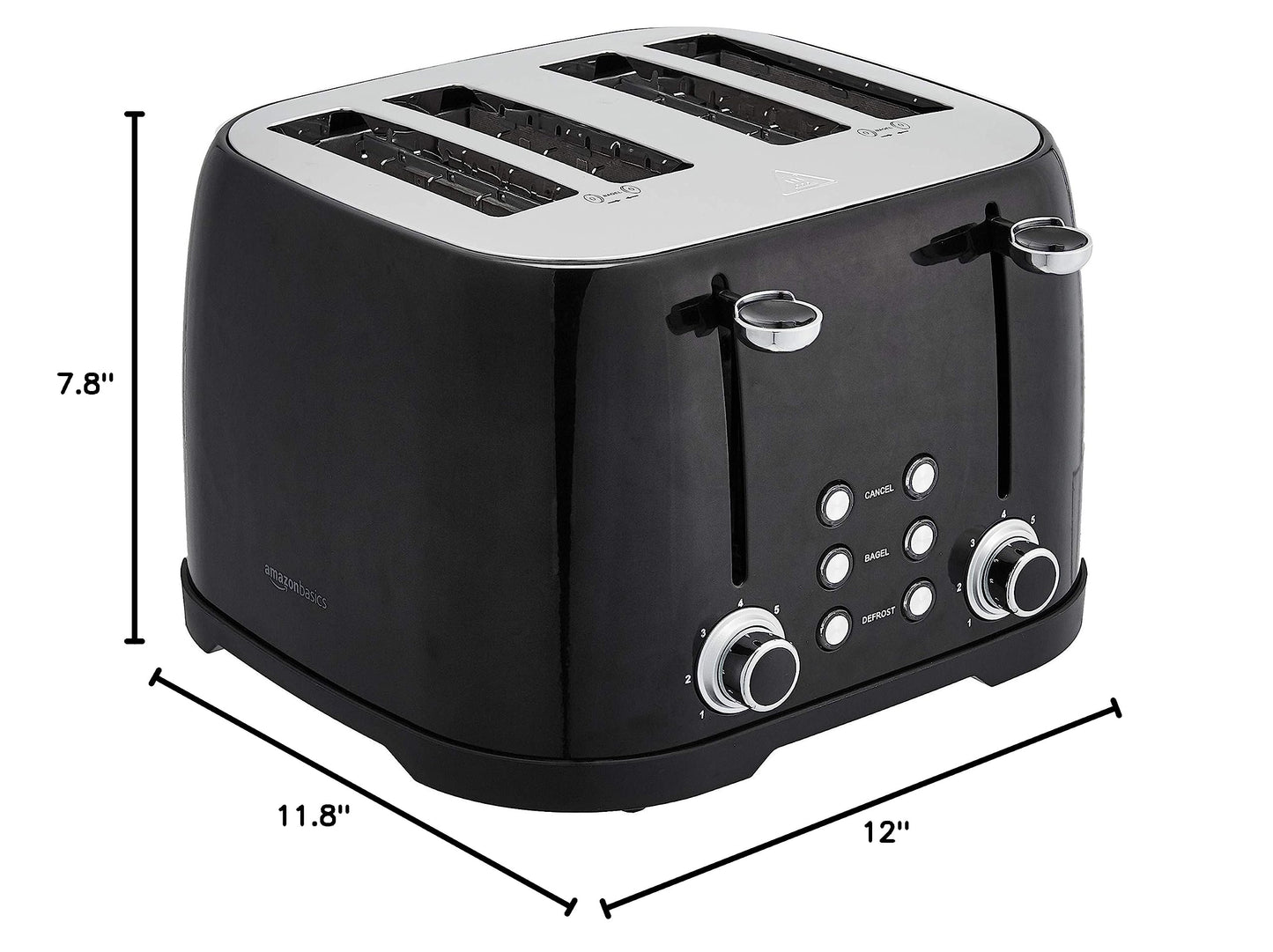 4 Slice Toaster with 4 Slots (Black / 4 Slice / Toaster)