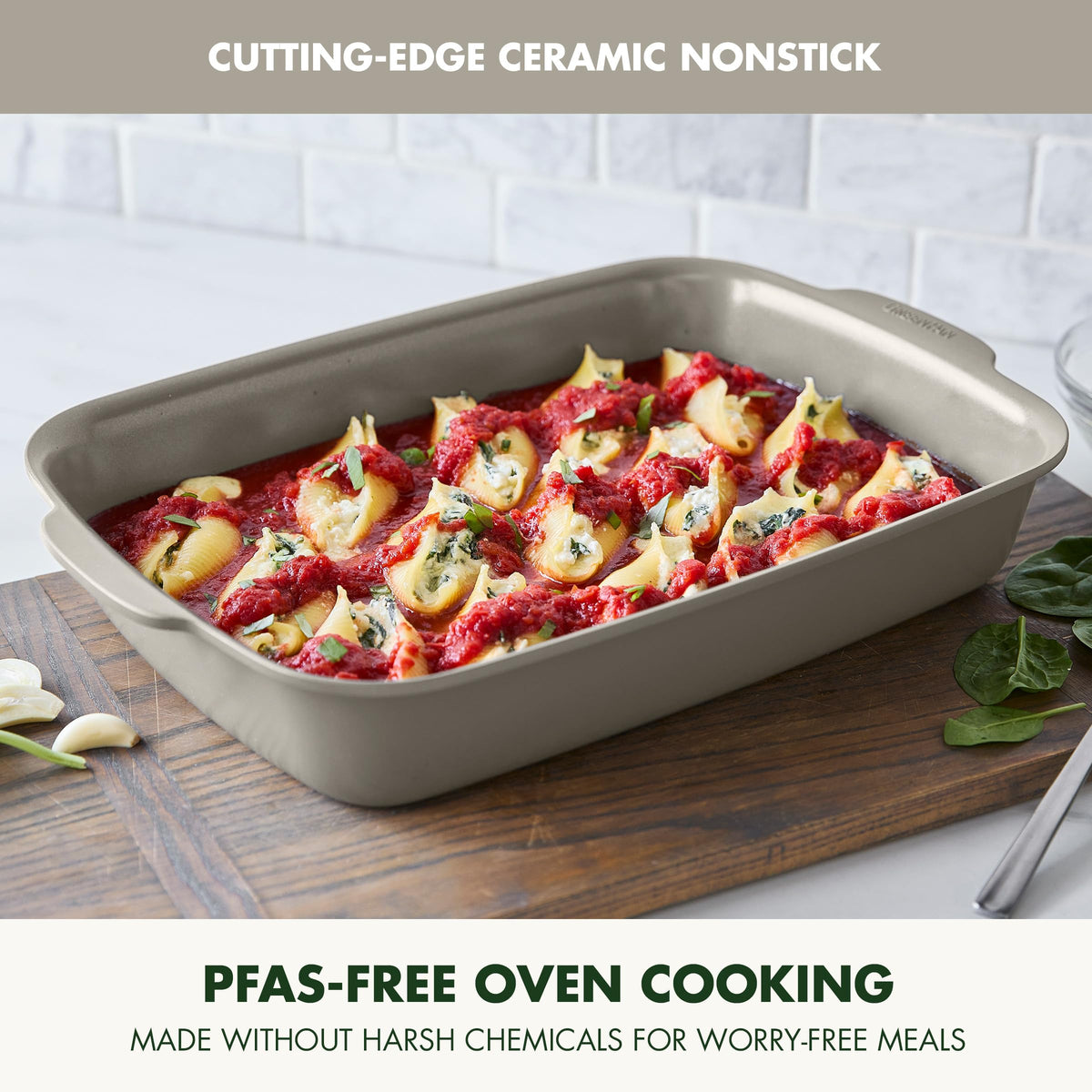 Premiere Ovenware Healthy Ceramic Nonstick 13" x 9" Rectangular Baking Pan (13" x 9" Rectangular Baking Pan / Taupe)