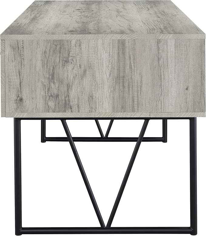 Coaster Home Furnishings Analiese Rustic 63-Inch 4-Drawer Home Office Computer Writing Desk Study Table with Storage Engineered Eco-Friendly Wood Look Laminate Sturdy Steel Grey Driftwood 801999