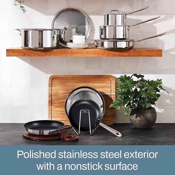 All-Clad Stainless Steel Pro Nonstick Frying Pan Set – 8 & 10 Inch Skillets, Induction Compatible, Oven & Broiler Safe to 500°F, Professional Cookware, Silver