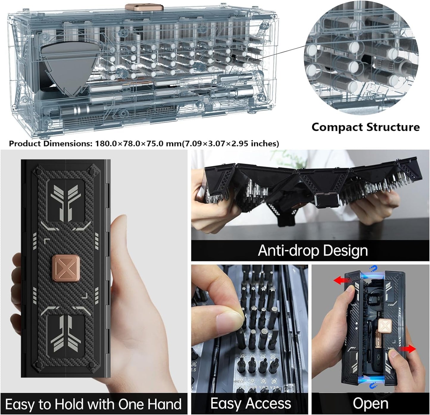 JAKEMY 180 in 1 Precision Screwdriver Set, Computer Screwdriver Kit, Professional Magnetic Repair Tool Kit with Home Drill Bits for Most Laptop, Phone, Xbox, MacBook, Game Console, Modding, DIY