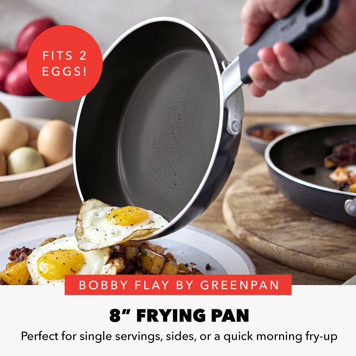 x Bobby Flay 8" Diamond Ceramic Nonstick Frying Pan (8" Frying Pan Skillet / Black)