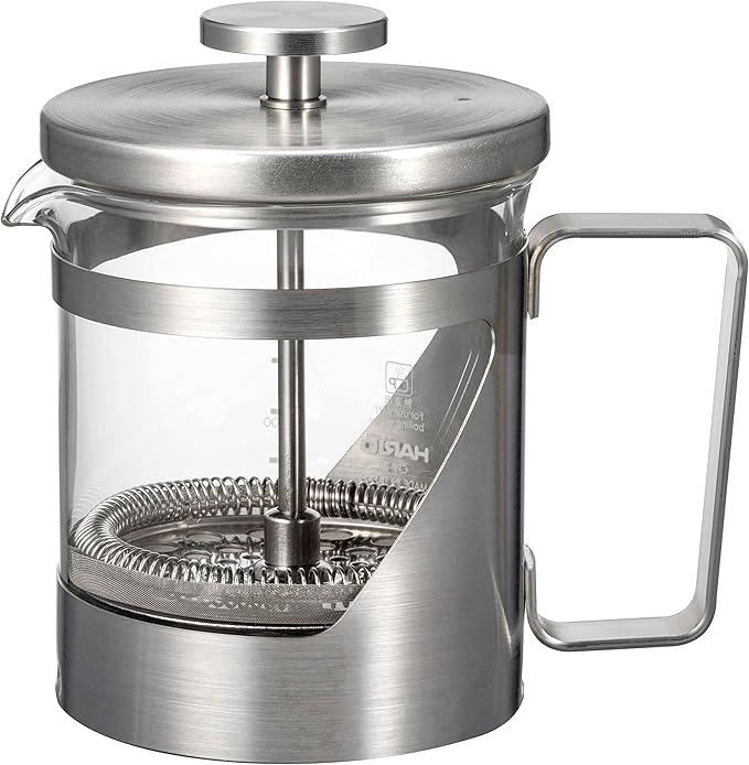 HARIO THSV-2-HSV Hairline Silver Pressed Coffee, Heat Resistant Glass, Stainless Steel, Practical Capacity, 10.1 fl oz (300 ml)