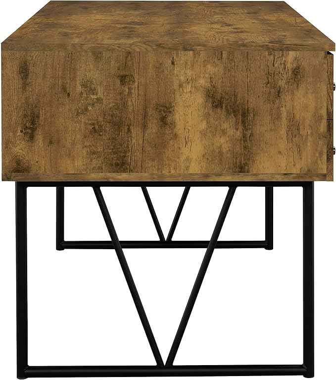 Coaster Home Furnishings Analiese Rustic 63-Inch 4-Drawer Home Office Computer Writing Desk Study Table with Storage Engineered Eco-Friendly Wood Look Laminate Sturdy Steel Base Rustic Nutmeg 800999