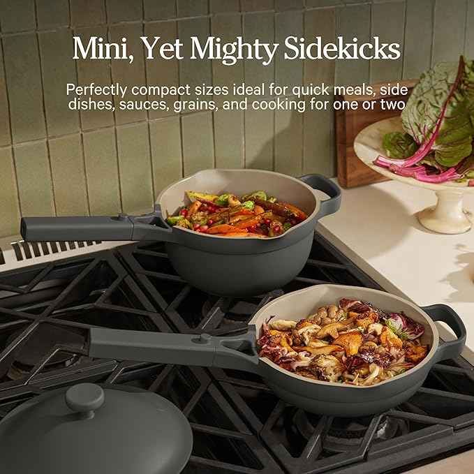 Our Place Mini Cookware Duo | 6-Piece Ceramic Cookware Set with Mini Always Pan & Mini Perfect Pot | Induction & Oven Safe up to 450°F | Nonstick, PFAS-Free Non-Toxic Cookware | Forget-Me-Not Blue