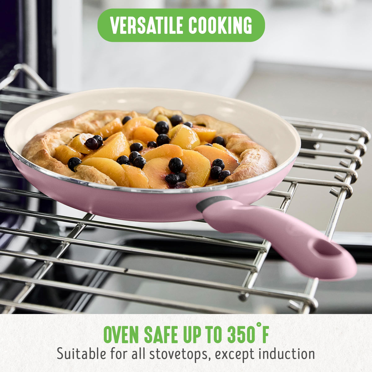 Soft Grip 8” Frypan Skillet and Spatula Breakfast Cookware Set (8" Frypan + Spatula / Pink)