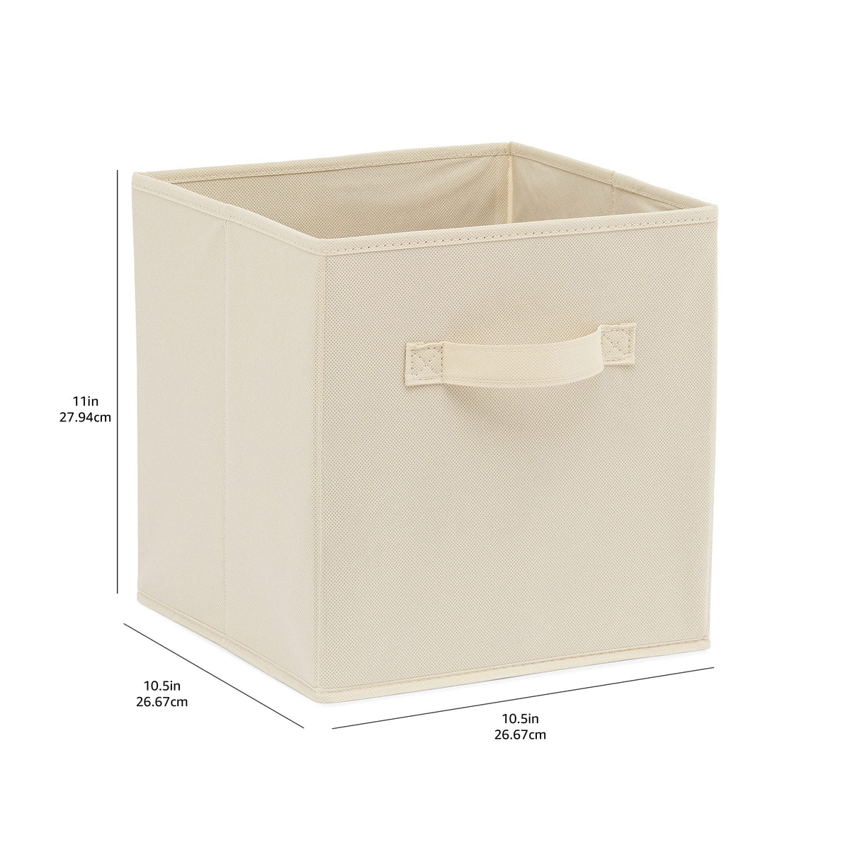 Collapsible Fabric Storage Cubes Organizer with Handles (Beige / 10.5"x10.5"x11")