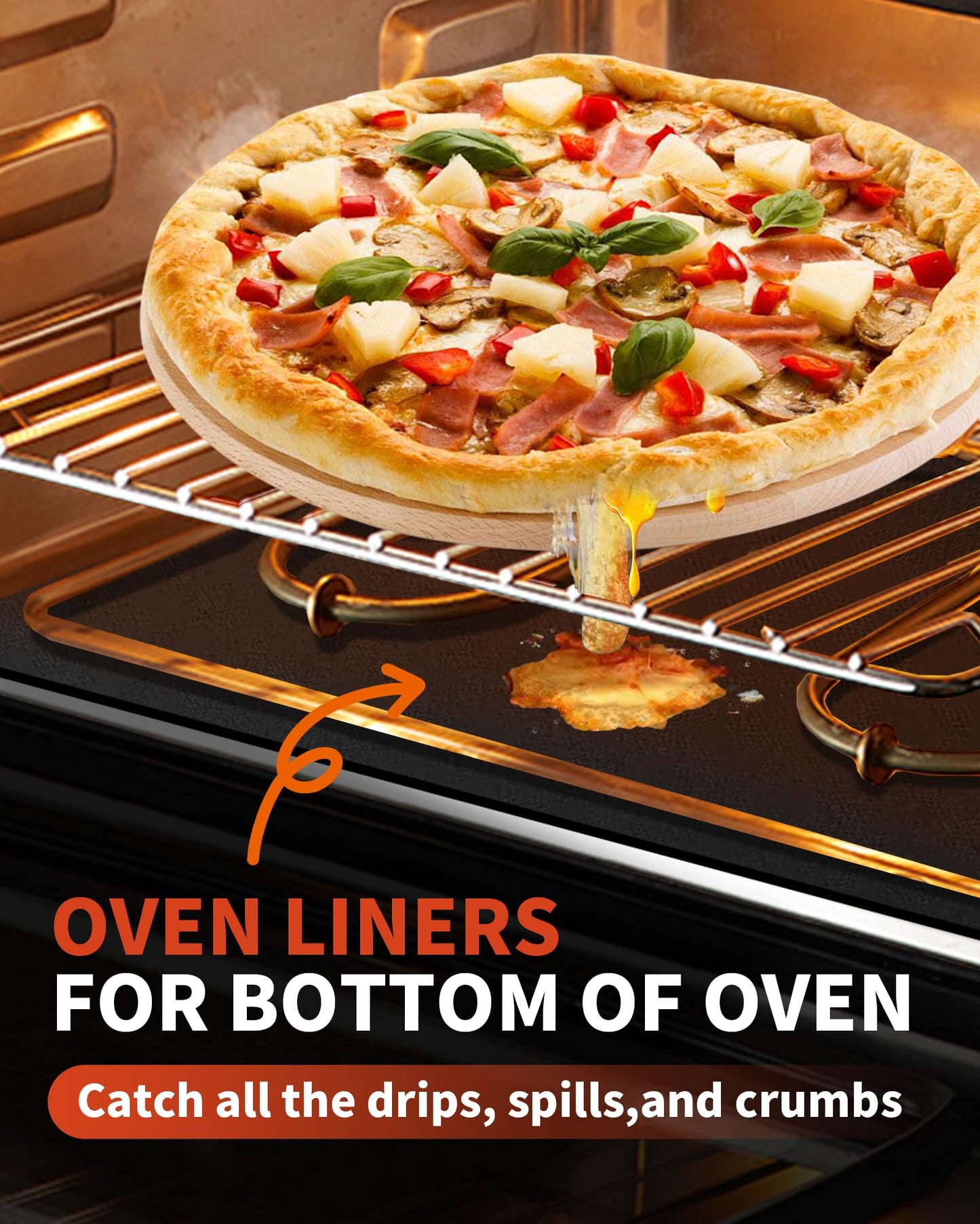 Large Roll Up Oven Liners (Black / 75"L x 17"W)