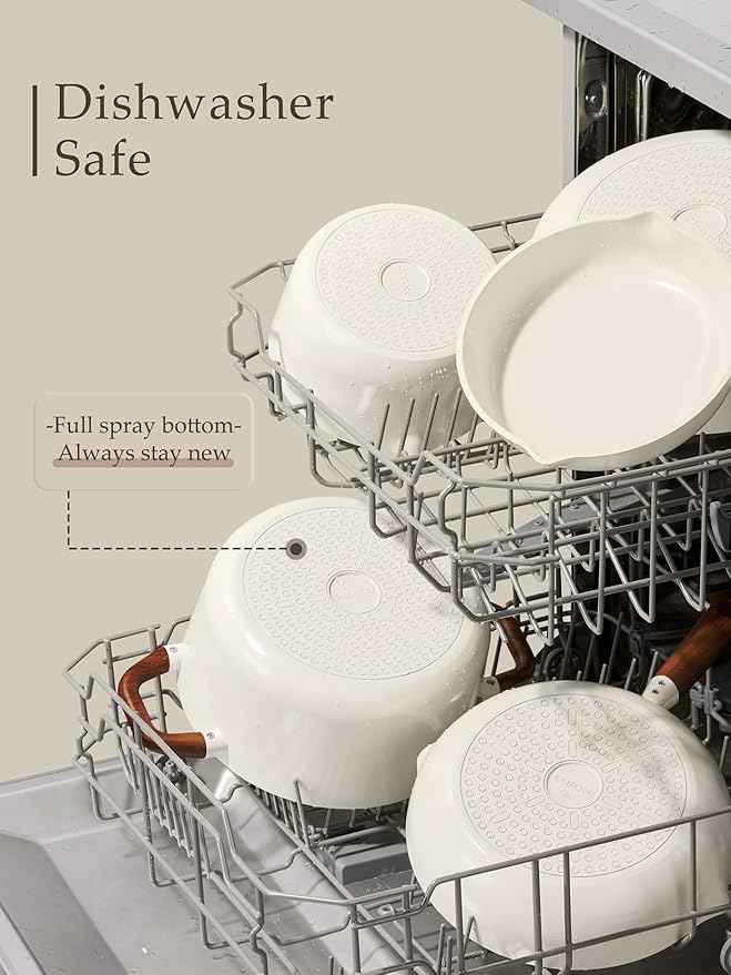 CAROTE Ceramic Cookware Sets, Pots and Pans Set Non stick, Non Toxic Healthy Induction Cookware, 14 Pcs Nonstick Kitchen Pots and Pans Set, PFAS PTFE Free, Dishwasher Safe
