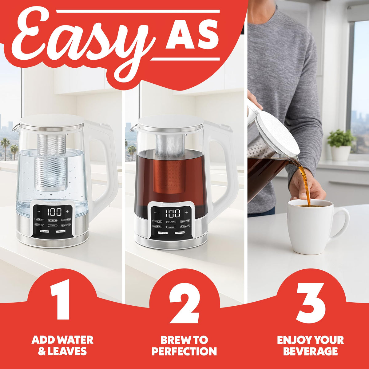 Electric Glass Kettle (White)