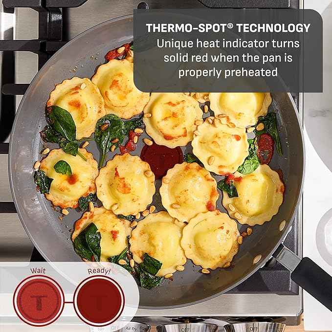 T-Fal Ultimate Hard Anodized Ceramic Nonstick 8 Piece Cookware Set, Oven Safe Up to 400°F, Dishwasher Safe, Pots and Pans Set, Includes Frying Pans, Saucepan, Cooking Utensils, Grey