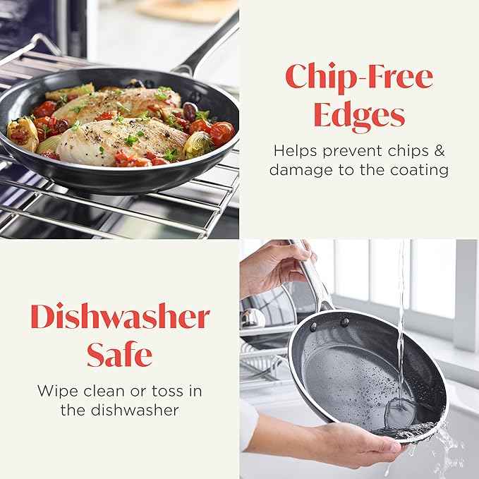 Orfeo 8” Nonstick Frying Pan Skillet, Made in Italy, Diamond Ceramic PFAS-Free Cookware, Induction Ready, Scratch Resistant, Laser-Fused Surface for Durability, Dishwasher Safe, Black
