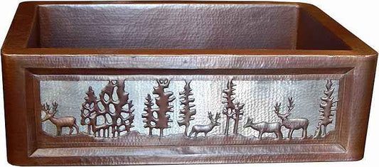 Apron Front Farmhouse Kitchen Mexican Copper Sink Pine Deer