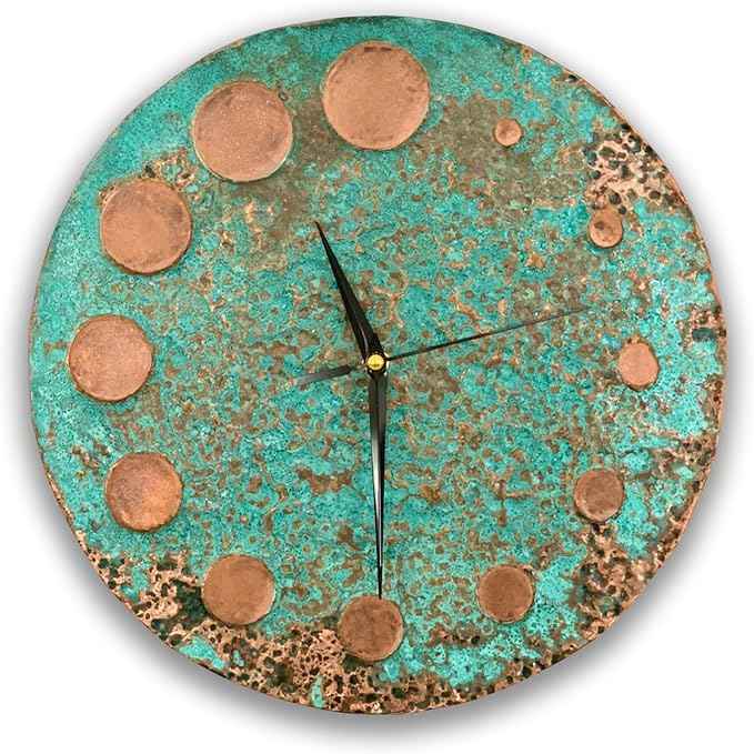 Handmade Copper Wall Clock Artisan Touch in Every Piece - Time Circles Wall Decor Copper Clock for Living Room, Office, Kitchen & Bedroom (11 Inch)