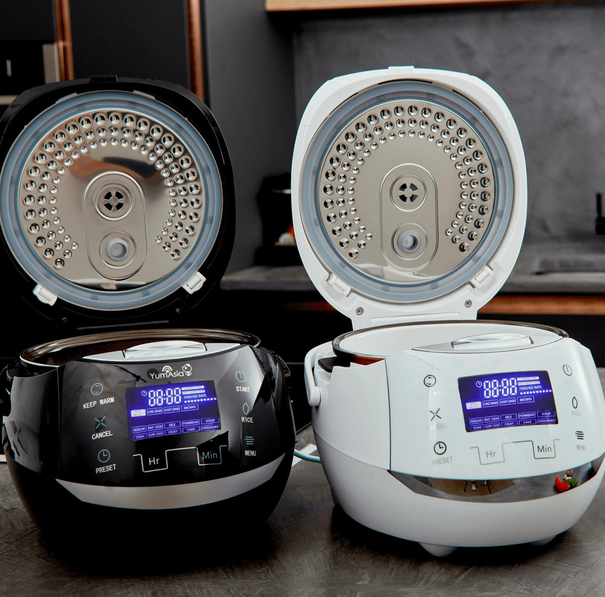 Sakura Rice Cooker with Ceramic Bowl and Advanced Fuzzy Logic (Black and Silver)