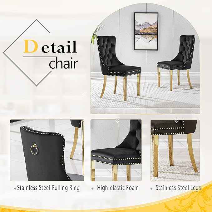 7 Piece Luxury Dining Room Set, Modern Dining Table and Upholstered Chairs Set, Marble Kitchen Table Set for 6, Big Kitchen Dinner Tables Kit with Silver Base