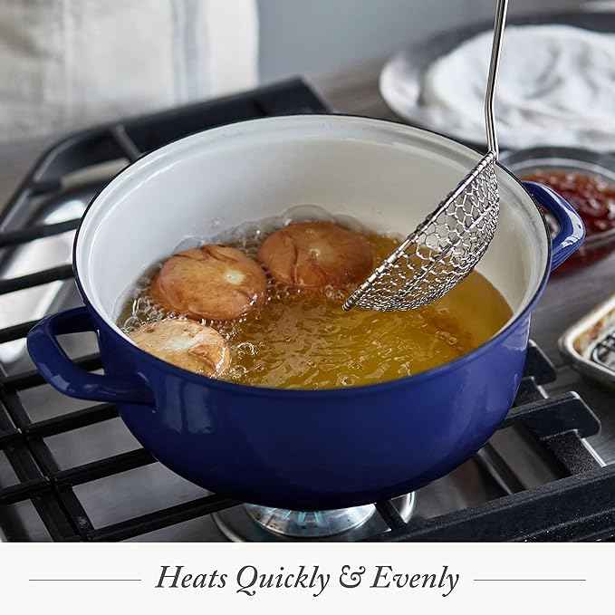 Merten & Storck 5.3QT Round Dutch Oven Casserole Pot with Lid, European Crafted Enameled Iron Stockpot, Induction & All Cooktops, Braising, Stews, Roasting, Slow Cooking, Sourdough, Cobalt Blue