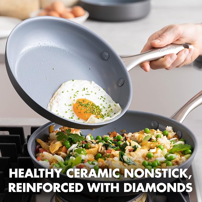 GreenPan Lima Hard Anodized Healthy Ceramic Nonstick 12 Piece Cookware Pots and Pans Set, PFAS-Free, Oven Safe, Gray