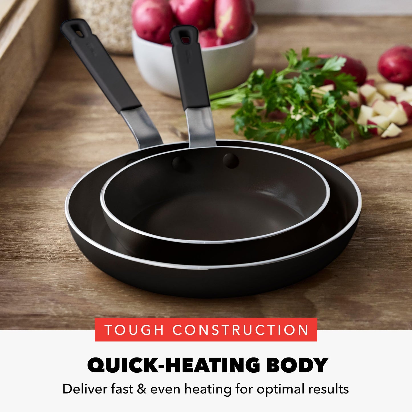 x Bobby Flay 2 Piece (8" and 10" Frying Pan Skillet Set / Black)