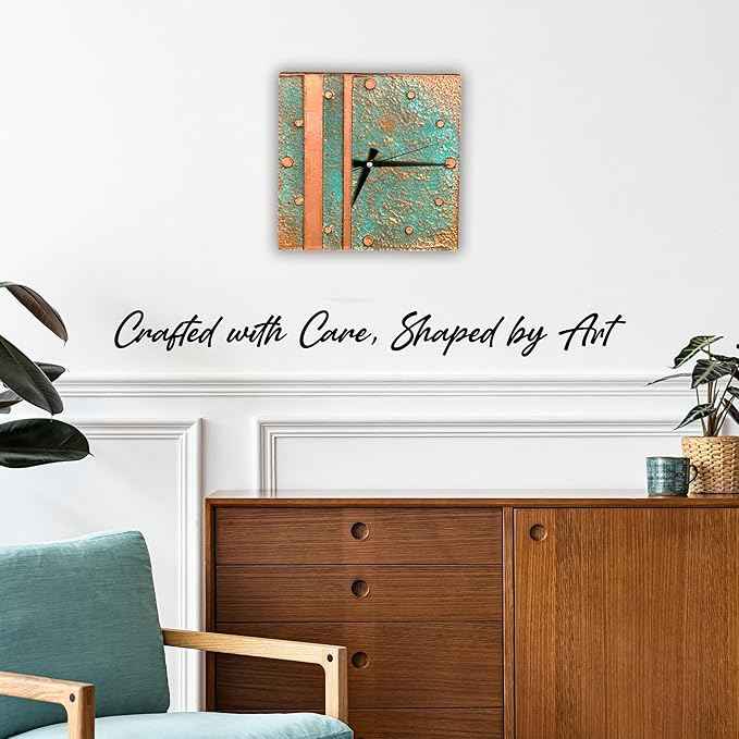 Handmade Copper Wall Clock Artisan Touch in Every Piece - Tree of Time Wall Decor Copper Clock for Living Room, Office, Kitchen & Bedroom (Aged Grace, 11)