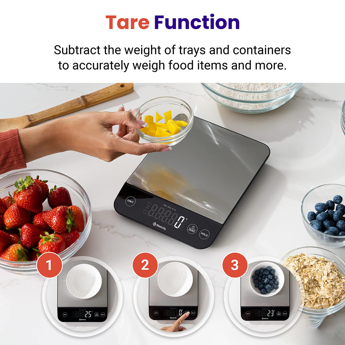 22lb Food Nutrition Scale (Stainless Steel with Black Accents)