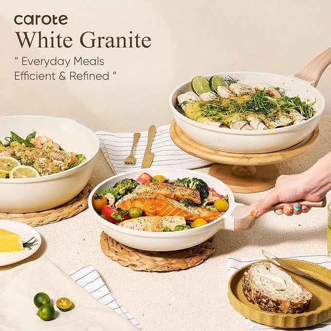 CAROTE 14 Pcs Pots and Pans Set Nonstick,Cookware Set Kitchen Cooking Set with Utensil and Pan Protectors