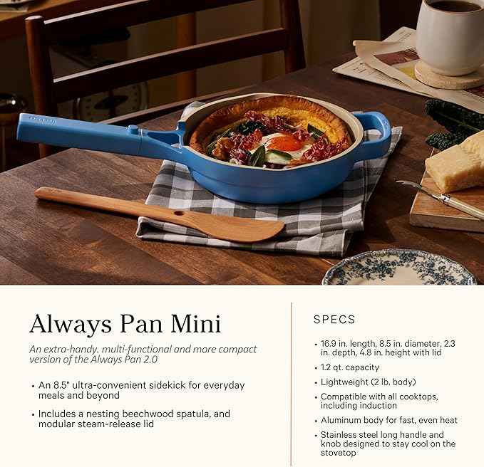 Our Place Mini Cookware Duo | 6-Piece Ceramic Cookware Set with Mini Always Pan & Mini Perfect Pot | Induction & Oven Safe up to 450°F | Nonstick, PFAS-Free Non-Toxic Cookware | Forget-Me-Not Blue