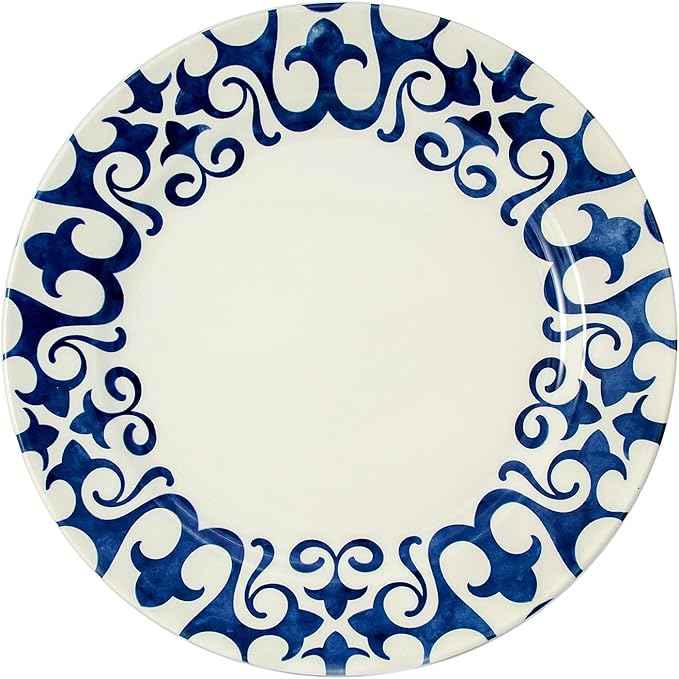 Tudor Royal Collection 24-Piece Premium Quality Round Porcelain Dinnerware Set, Service for 6 - HENNA BLUE, See 10 Designs Inside