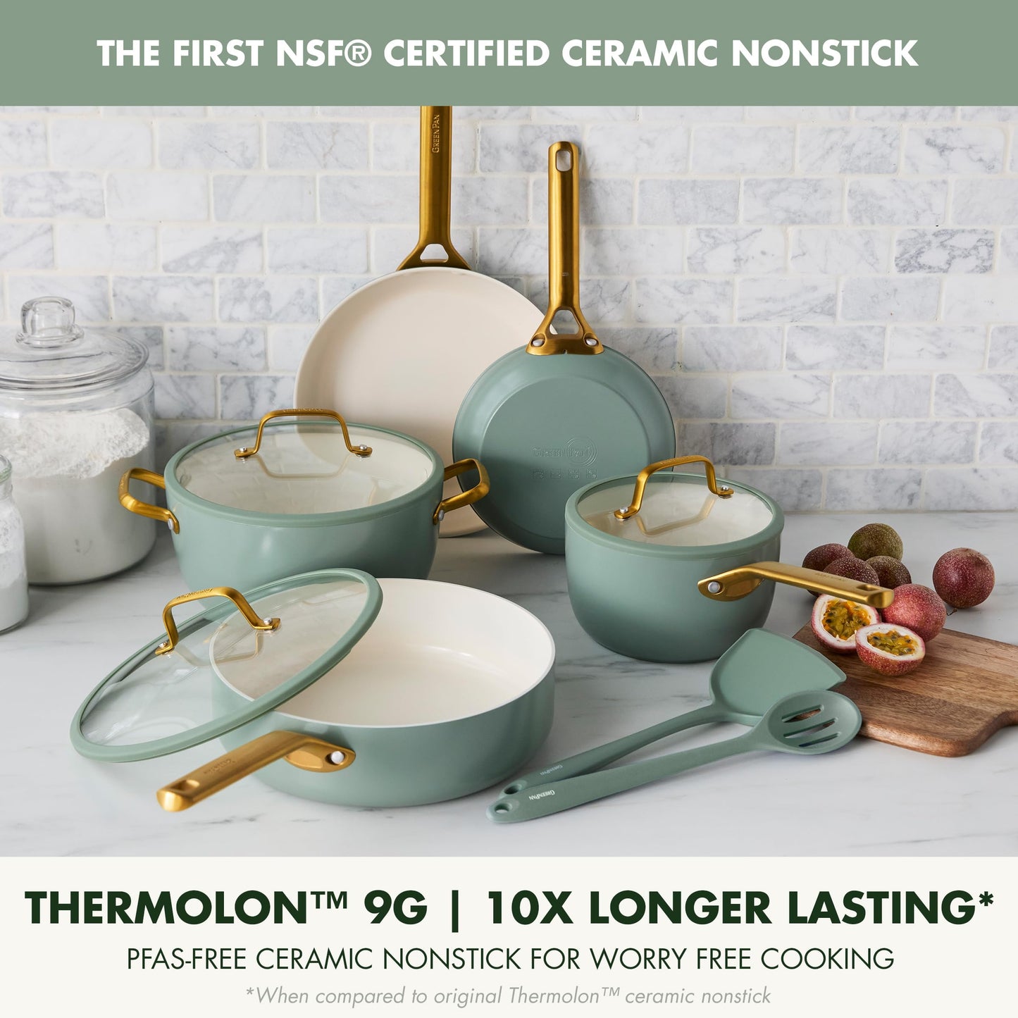 Nonstick Reserve Pro 10 Piece Cookware Set (Moss Green / 10 Piece Cookware Set)