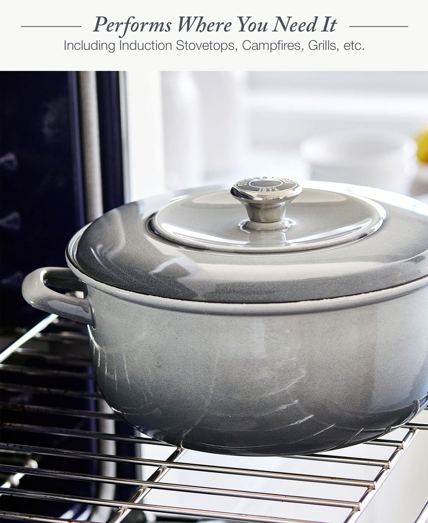7QT Round Dutch Oven Casserole Pot with Lid (7QT Covered Casserole / Cloud Gray)