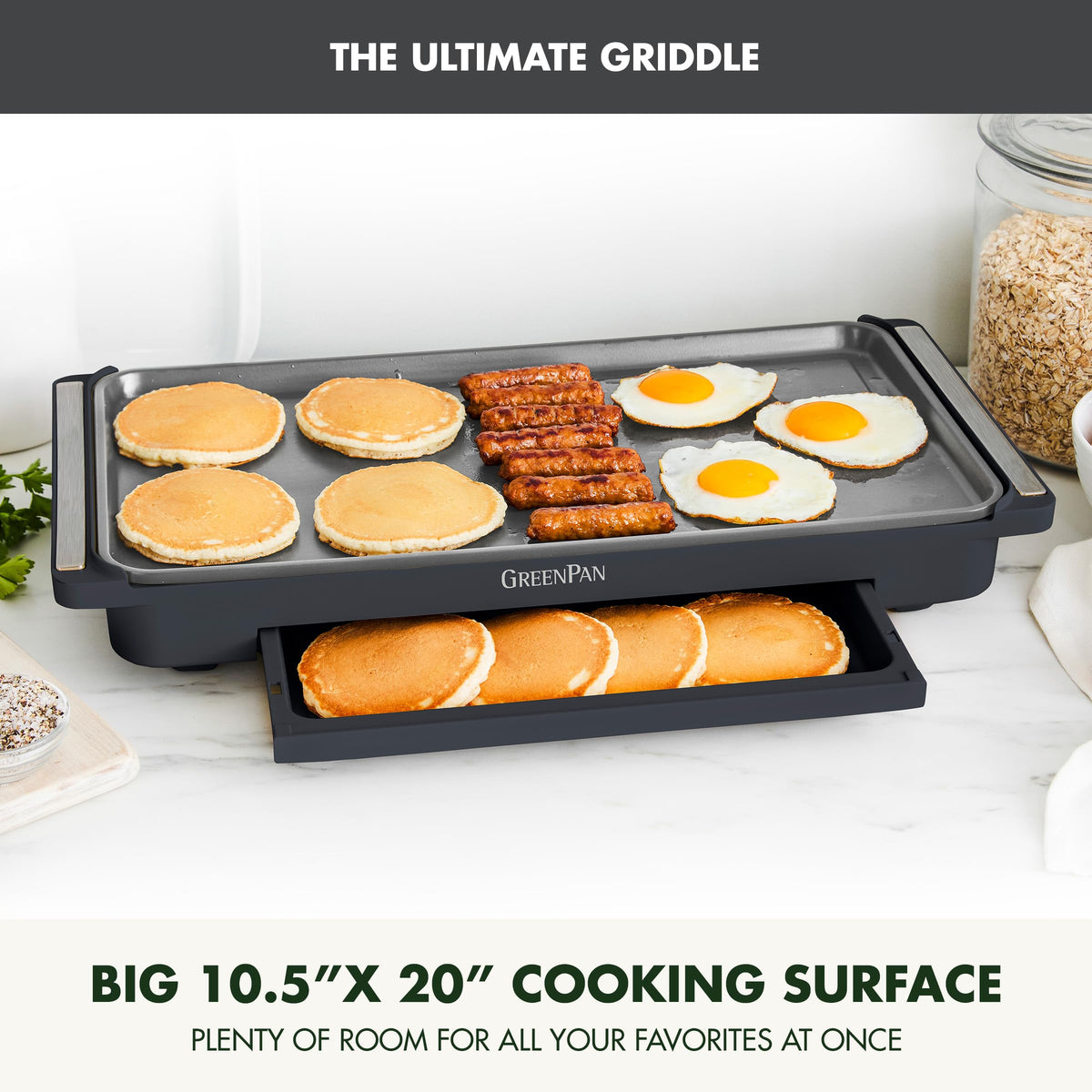 Advanced 10.5”x 20” Electric Griddle with Warming Drawer (10.5" x 20" Electric Griddle / Graphite)
