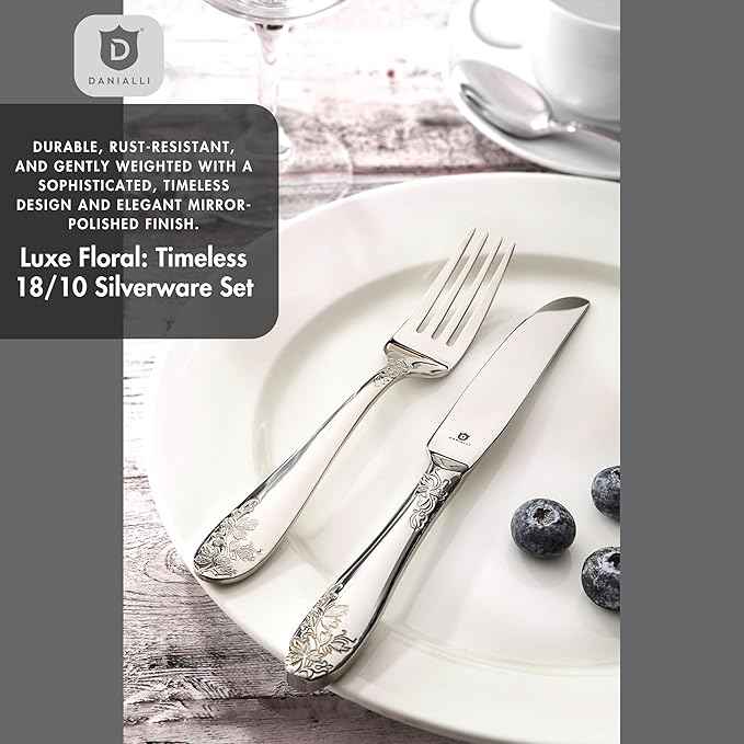 Modern Silverware Set, 18/10 Stainless Steel Flatware, Mirror Finish, Dishwasher Safe, Elegant Cutlery for Home and Dining, Built to Last (40-Piece, Imperial)