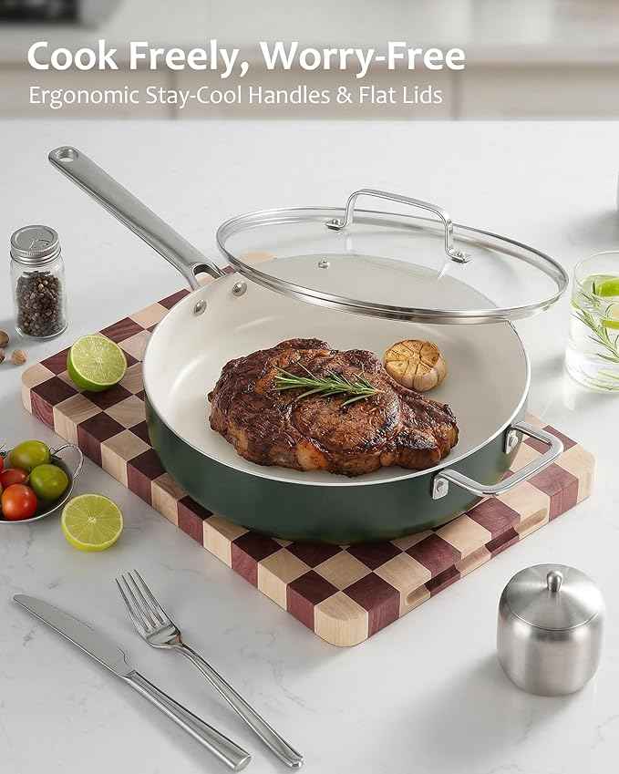 Pots and Pans Set - Nonstick Creamic Kitchen Cookware Sets Non Toxic Cookware Set With Dutch Oven, Frying Pan, Saucepan, Sauté Pan, Cooking Utensils Set, Pots and Pans for Cooking Set Gifts
