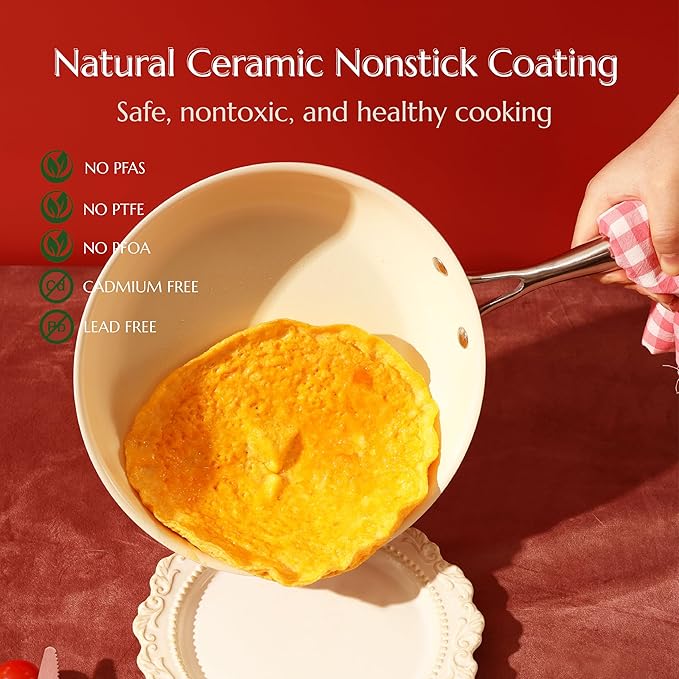 UUKRAVE Nonstick Ceramic Frying Pan Skillet, 11" Ceramic Saute Pans, Cooking Fry Pan with Stay-Cool Handle, Non-Toxic, PFAS-Free, All Stovetops (Gas, Electric & Induction), Dishwasher & Oven Safe