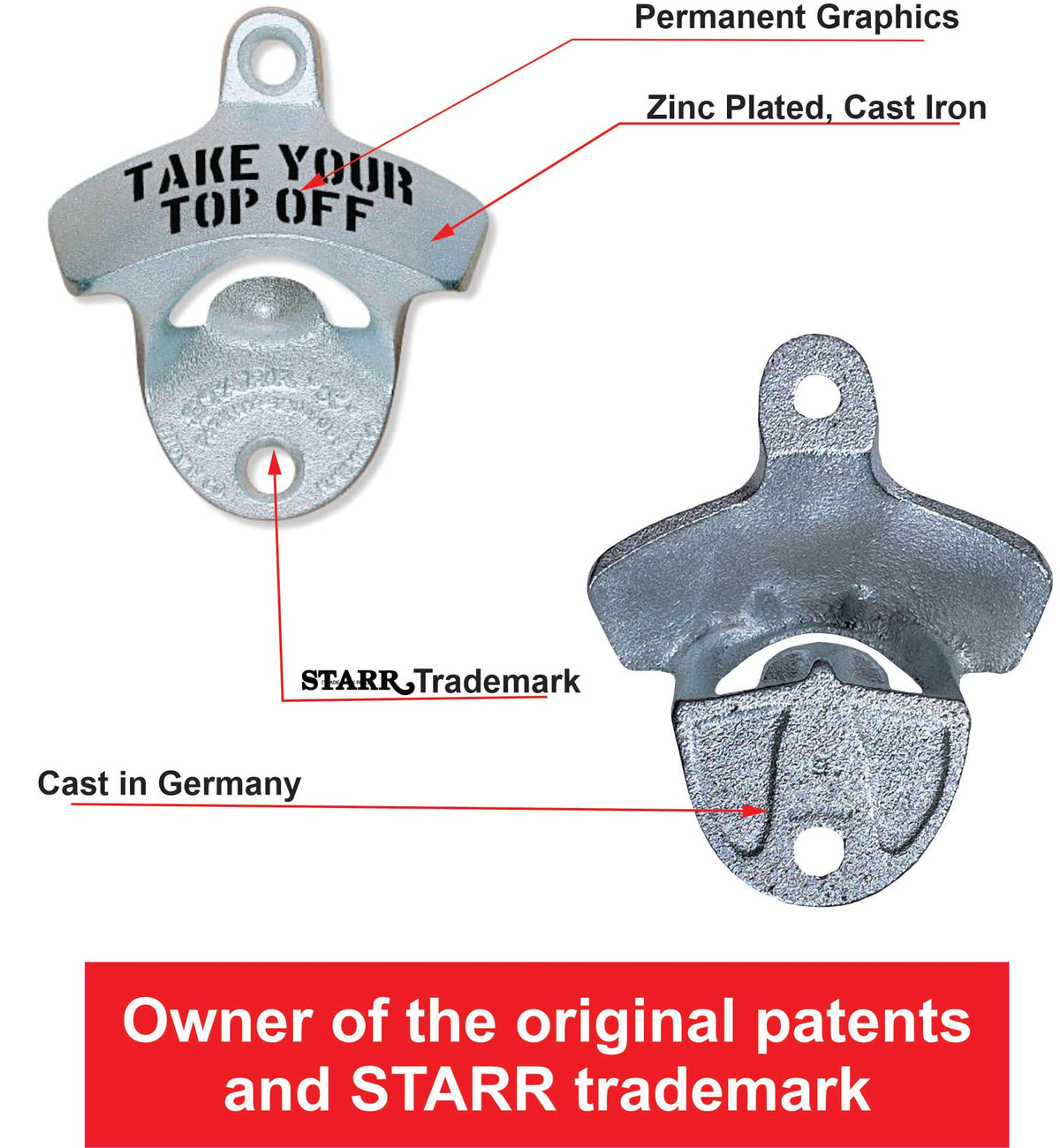 Original Take Your Top Off Wall Mounted Bottle Opener