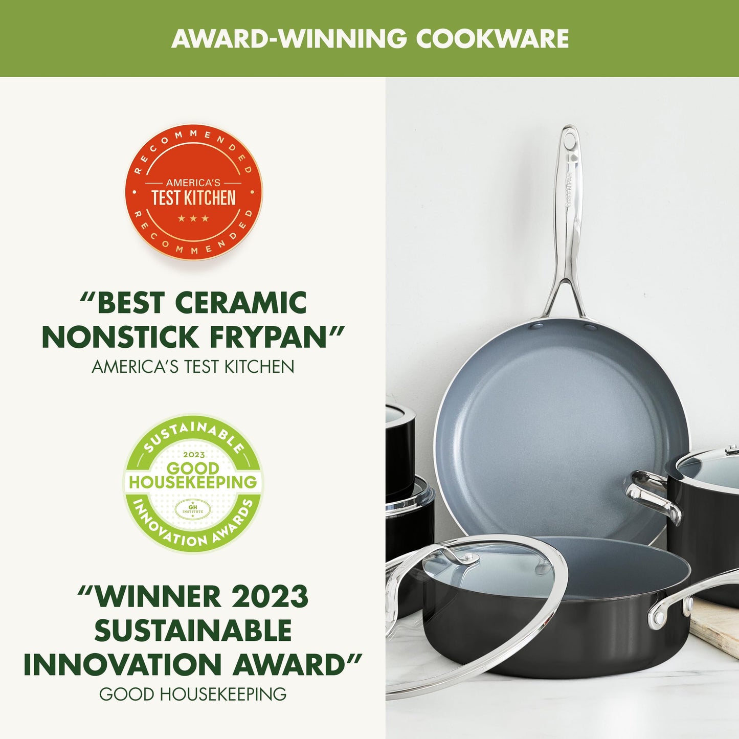 Valencia Pro 9 Piece Cookware Set Ceramic Nonstick Pots & Pans (9 Piece Cookware Set / Gray)