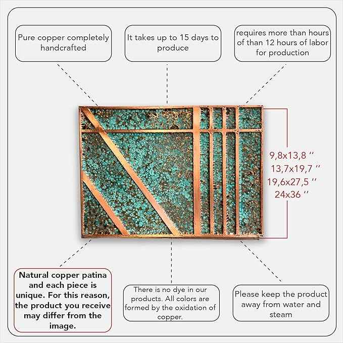 nooc art Handmade Copper Wall Art for Home, Living Room, Bedroom, Kitchen and Office Decor, Rustic Decorative Mural Art for Farmhouse Decor (patina of modern, 9.8 x 13.8, Unframed)