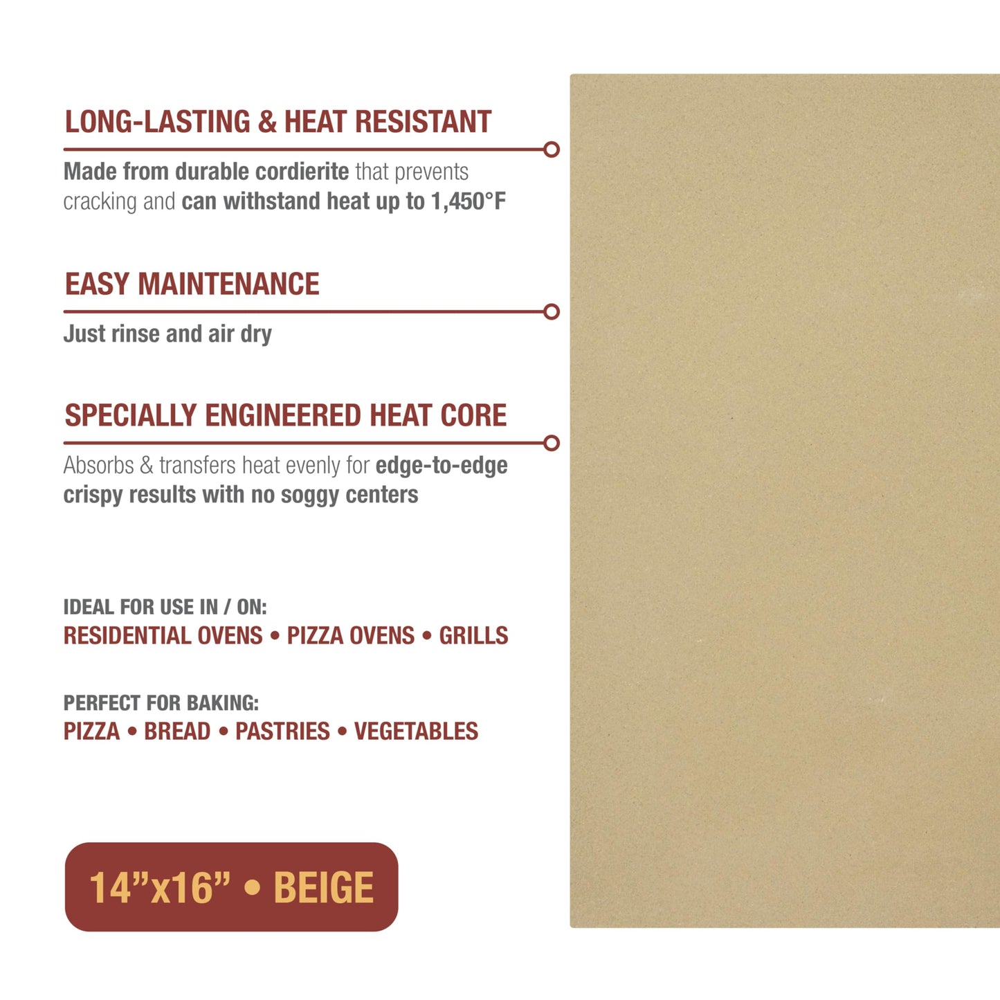Pizza Kitchen Rectangular Pizza Stone for Oven and Grill (Stone)