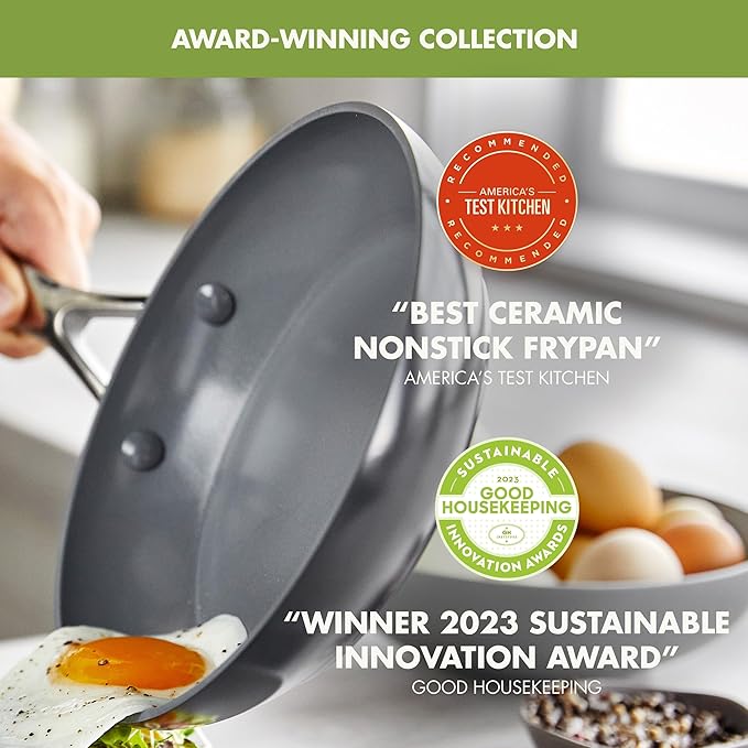 GreenPan Valencia Pro Ceramic Nonstick 12” Frying Pan Skillet, Hard Anodized PFAS-Free Cookware, Induction Ready, Compatible on All Cooktops, Eggs & Omelets, Dishwasher Safe, Oven Safe to 600F, Gray