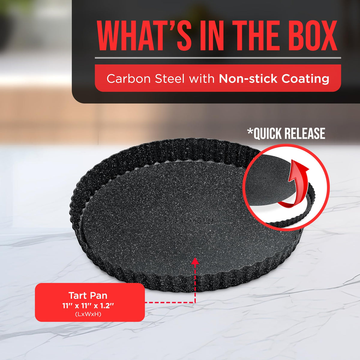 Tart Pan Quick Release Removable Base