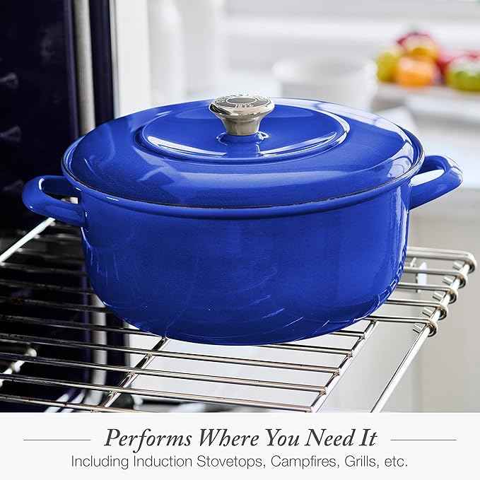 Merten & Storck 3.7QT & 5.5QT Dutch Ovens with Lids, 4 Piece Cookware Set, European Crafted Enameled Iron Stockpot, Induction & All Cooktops, Braising, Stews, Roasting, Slow Cooking, Sourdough, Cobalt Blue
