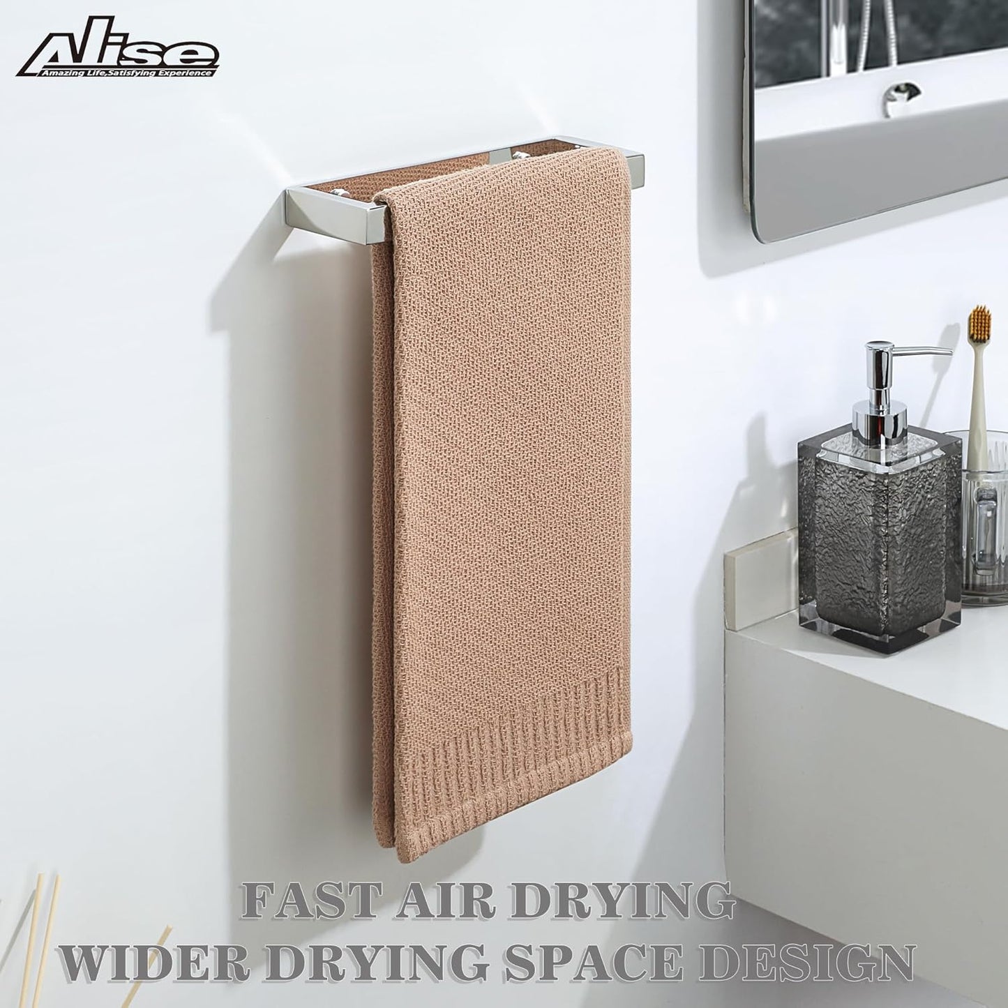 Alise Bath Towel Bar,Wall Mount Towel Holder Towel Rack Towel Hanger for Bathroom Lavatory,8 Inch SUS304 Stainless Steel Towel Rail,Polished Chrome GJF020-C