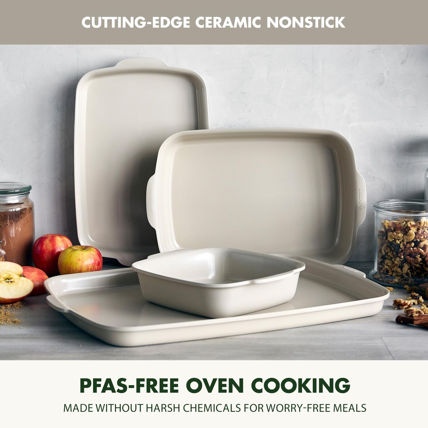 Premiere Ovenware Healthy Ceramic Nonstick 4 Piece Bakeware Set (4 Piece Bakeware Set / Taupe)
