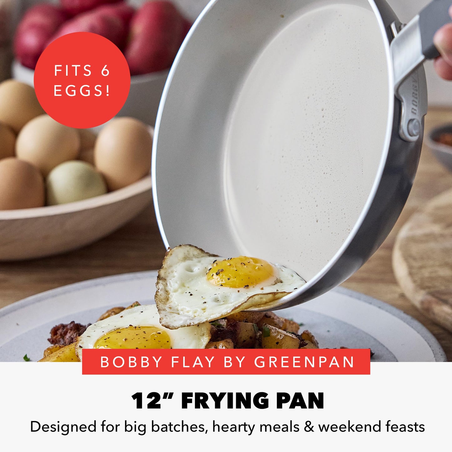 x Bobby Flay 12" Diamond Ceramic Nonstick Frying Pan (12" Frying Pan Skillet / Graphite)