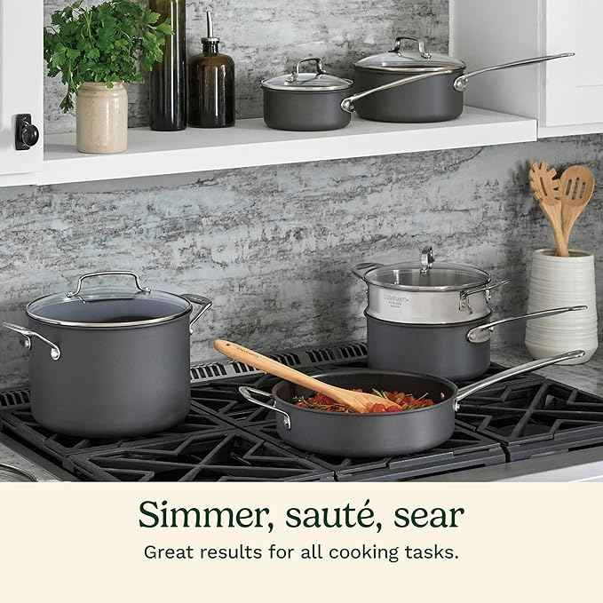 Cuisinart Chef's Classic™ Nonstick Hard Anodized 17 Piece Set w/Tempered Glass Lids