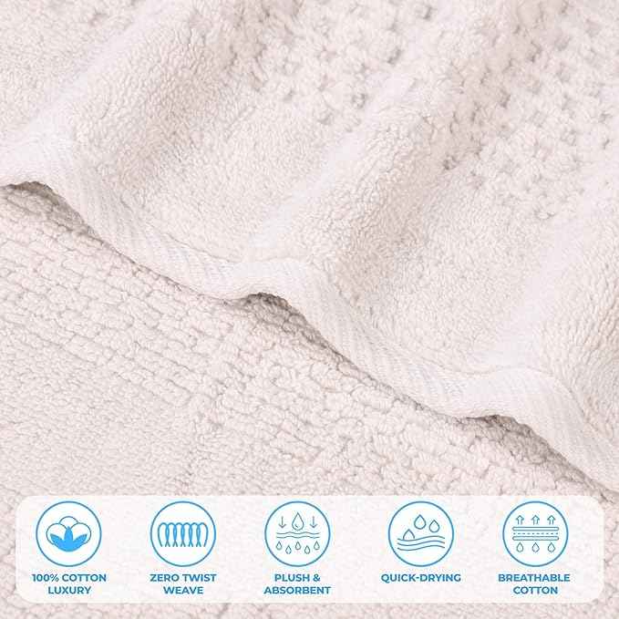 Superior Playa Zero Twist Cotton Medium Weight Towels, for Guest Bath, Bathroom, Shower, Spa, Plush, Quick Dry, Ultra-Soft Towels, Bath Essentials, Waffle Textured, 9 Piece Assorted Towel Set, Silver