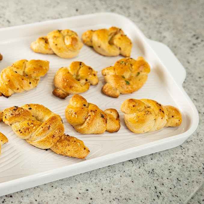 Temp-tations by Tara Baking Pans Set - 9x13" Set of 2 Woodland White Bakeware Sets with Casserole Dish for Oven and Serving Dish for Lasagna, Pies, Meatloaf, Hand-Painted Ceramic Casserole Oven Pan
