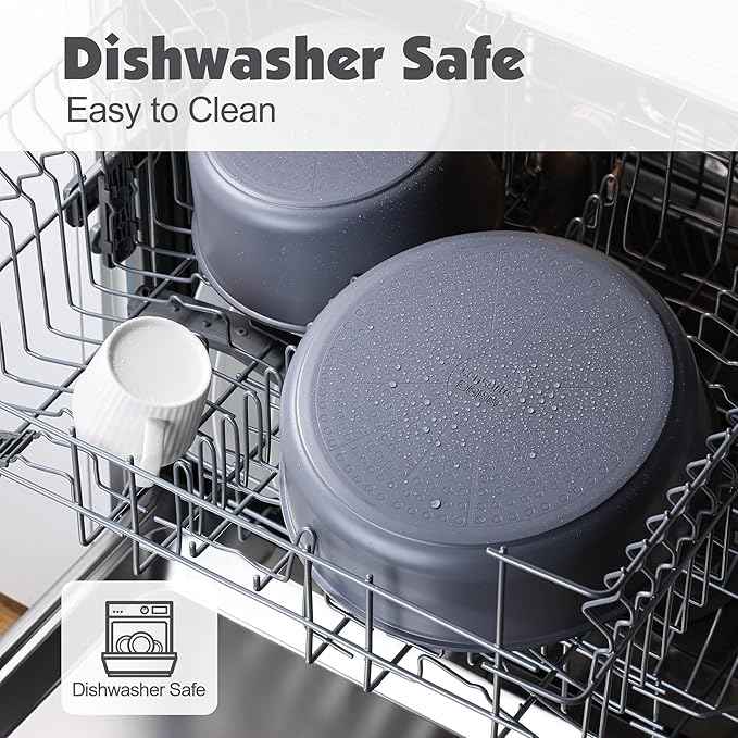 SENSARTE 17 Piece Ceramic Pots and Pans Set, Nonstick Detachable Handle Cookware, Induction Kitchen Cookware Set with Removable Handle, Dishwasher ＆ Oven Safe (Gray)