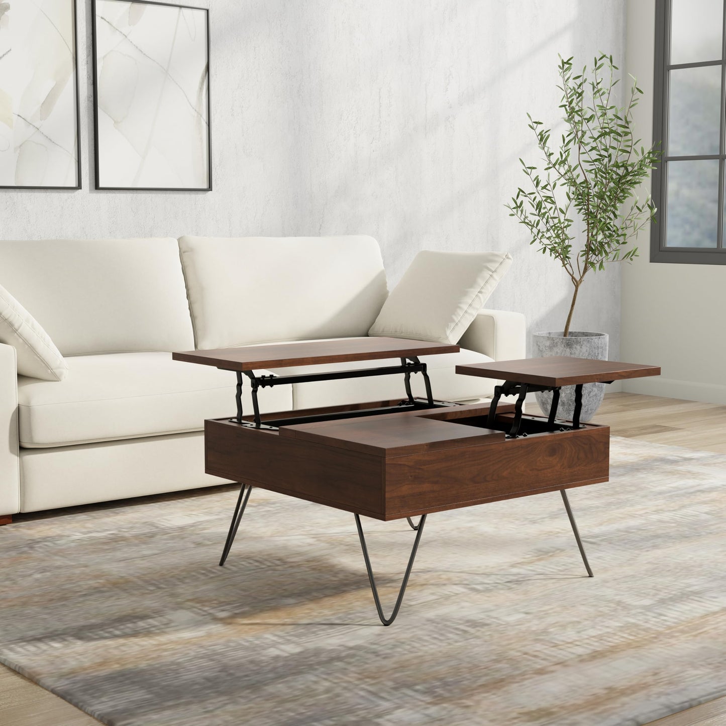 Hunter 32" Wide Walnut Veneer Square Lift Top Coffee Table